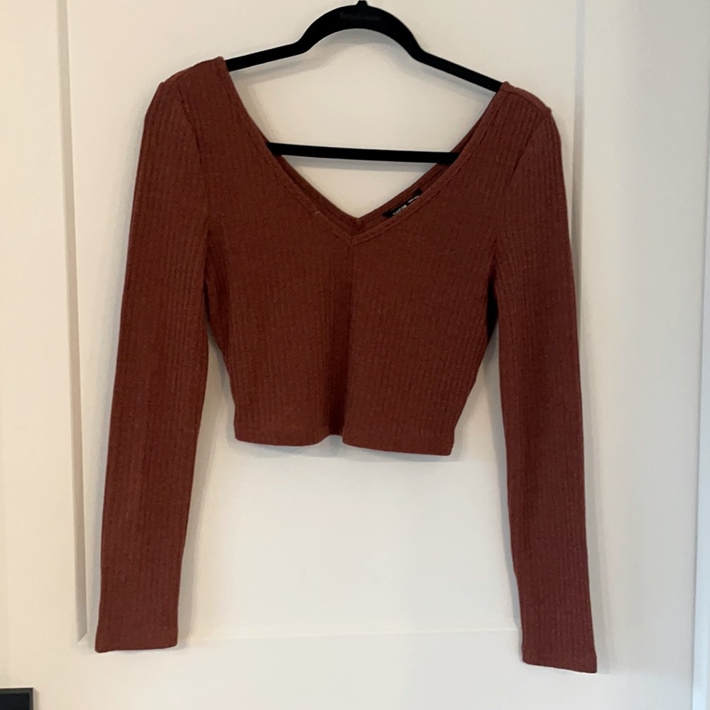 Cropped Rib Knit Sweater